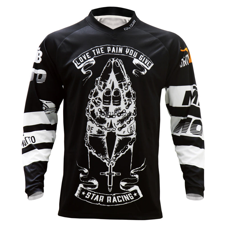 Men’s Motocross Jersey – Long Sleeve Dirt Bike Racing Shirt with Breathable Quick-Dry Fabric & Graphic Design