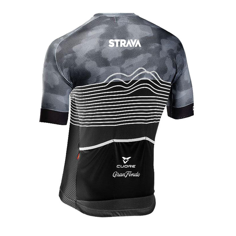 Strava Gran Fondo Jersey by Cuore | Black Mountain Camo (Unisex)